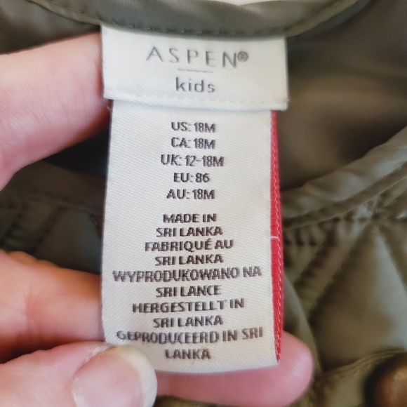 K1282 * Aspen Kids Girls Quilted Vest Olive Green Size 18M - Picture 4 of 7